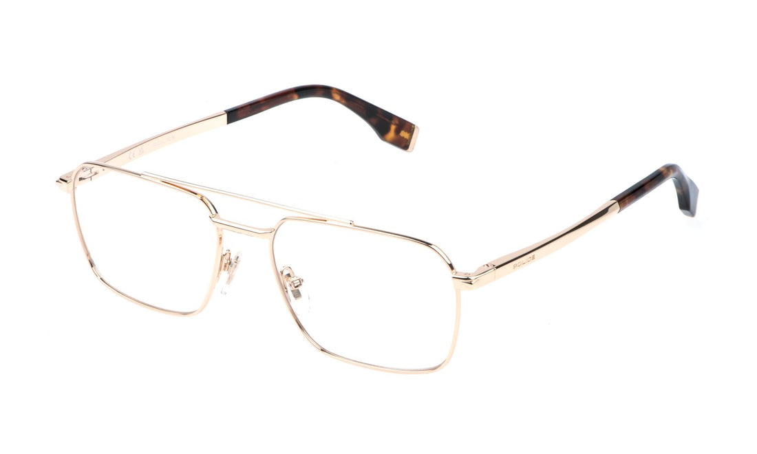 Prescription glasses police vplr67 0300 dorado square masculino size 54mm - Main view