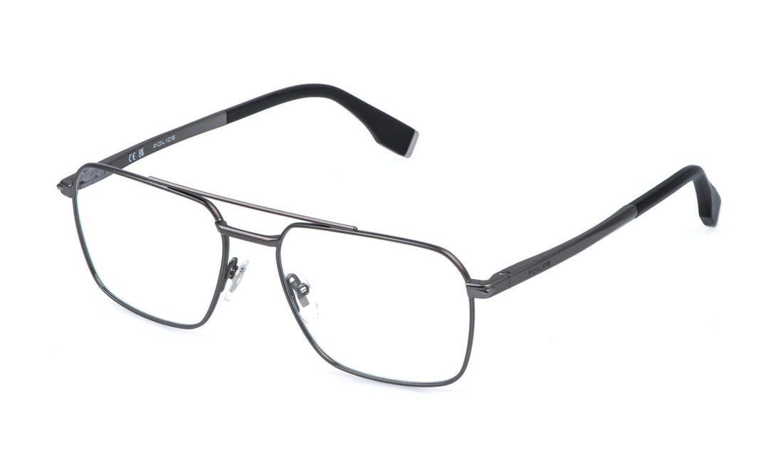 Prescription glasses police vplr67 0613 plateado square masculino size 56mm - Main view