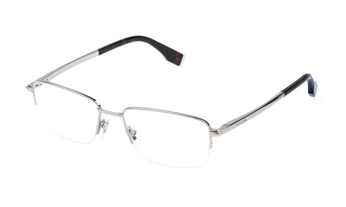 Prescription glasses police vplr68 0579 plateado square masculino size 55mm - Main view