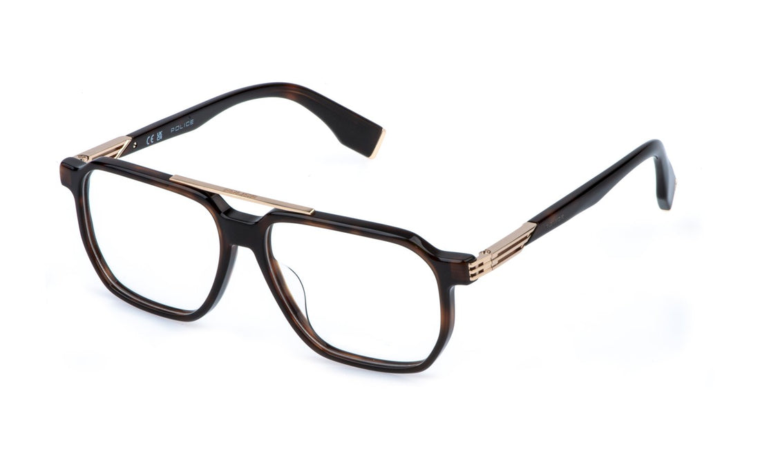 Prescription glasses police vplr70 01ay havana geometric masculino size 55mm - Main view