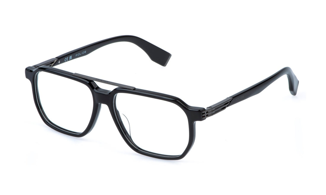 Prescription glasses police vplr70 0700 negro geometric masculino size 55mm - Detailed view