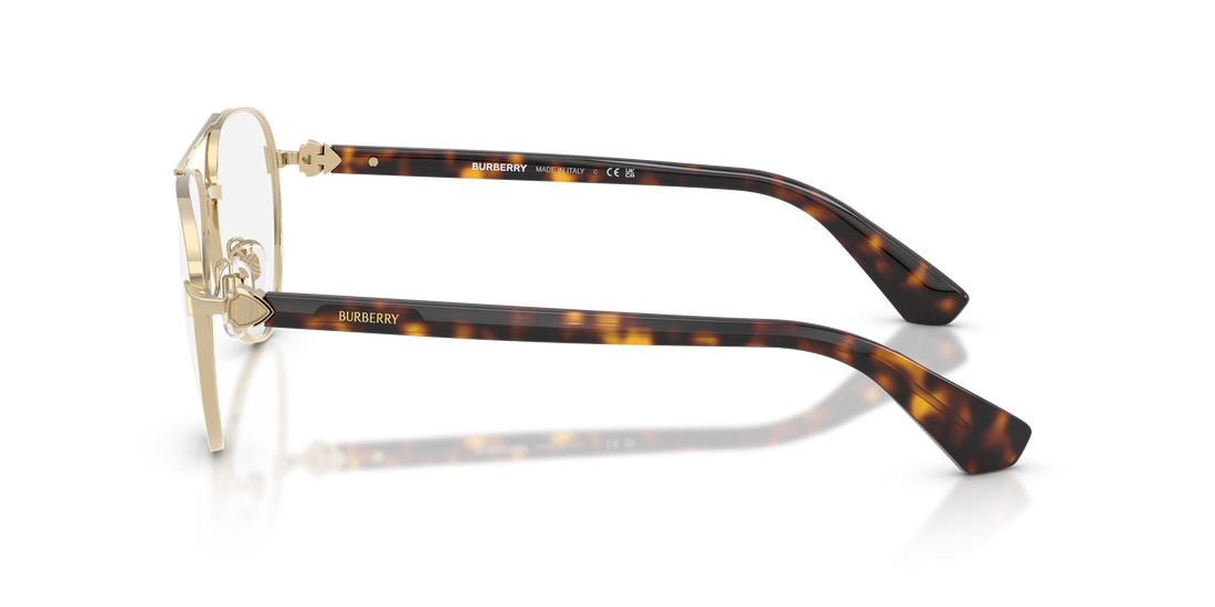 Óculos graduados burberry be1397 1109 dorado pilot masculino tamanho 55mm - Vista de detalhe