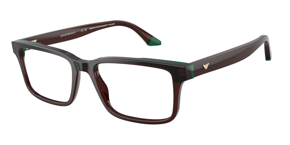 Óculos graduados emporio armani ea3269 6315 marron rectangular masculino tamanho 54mm - Vista principal