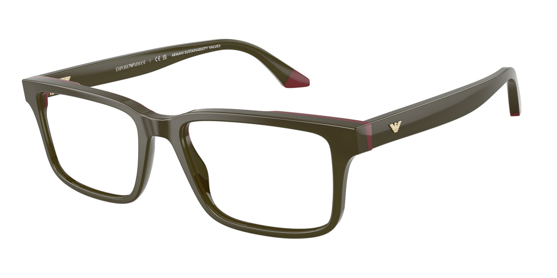 Óculos graduados emporio armani ea3269 6316 verde rectangular masculino tamanho 54mm - Vista principal