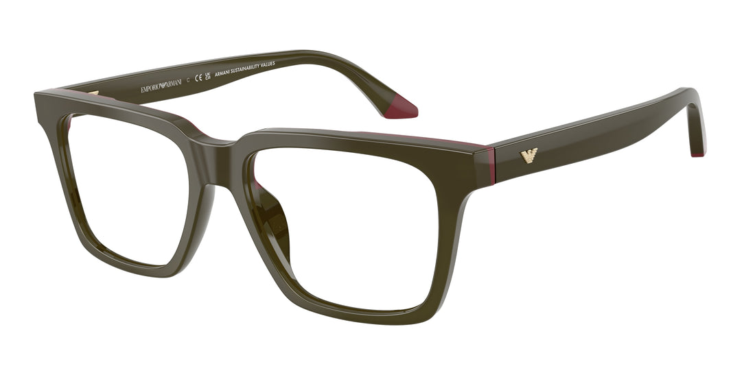 Óculos graduados emporio armani ea3272u 6316 verde square masculino tamanho 52mm - Vista principal