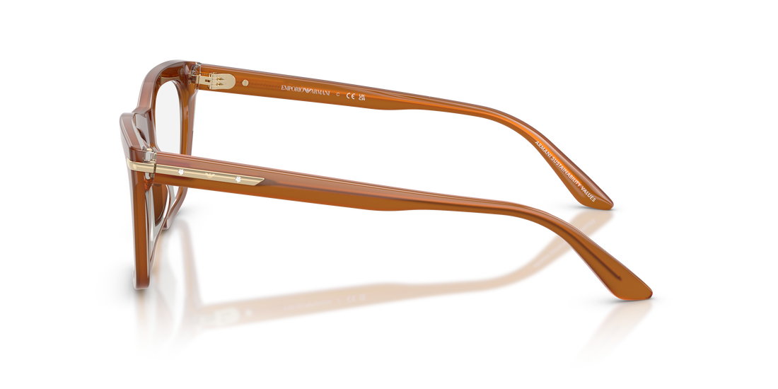 Óculos graduados emporio armani ea3283bu 6376 marron cat eye femenino tamanho 53mm - Vista de detalhe