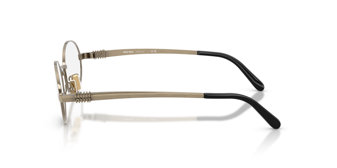 Óculos graduados miu miu mu 50zv 26c1o1 dorado oval femenino tamanho 52mm - Vista de detalhe