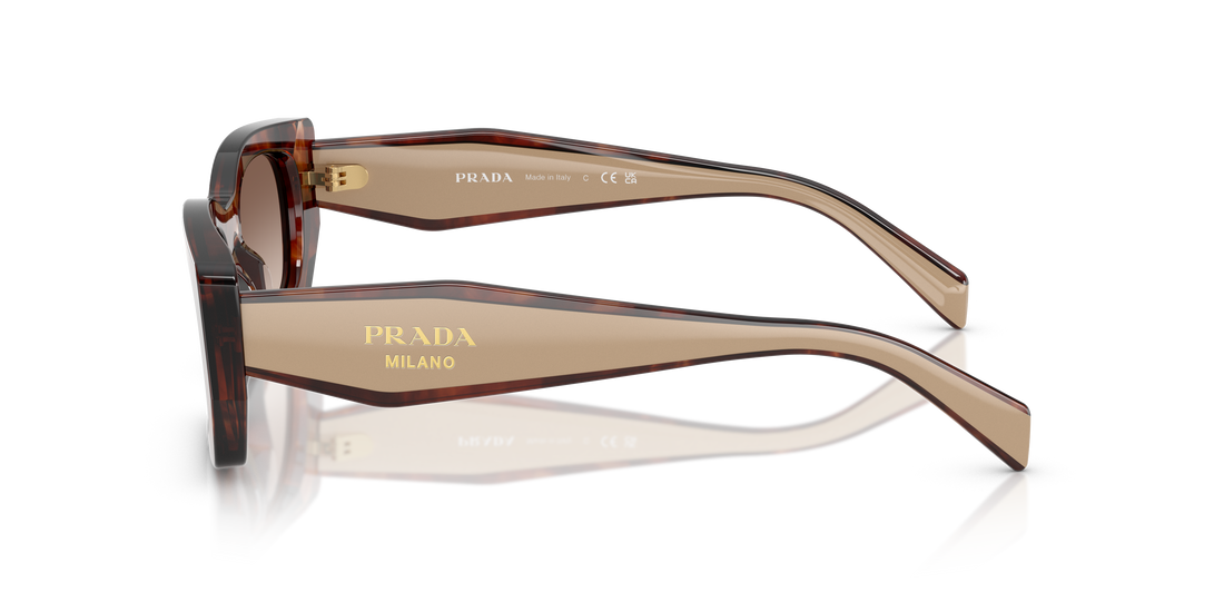 Óculos de sol prada pr b05s 00k10s havana pillow femenino tamanho 53mm - Vista de detalhe