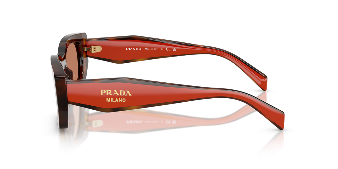 Óculos de sol prada pr b05s 01k90q havana pillow femenino tamanho 53mm - Vista de detalhe