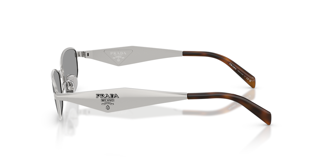 Óculos de sol prada pr d51s 1bc50q plateado oval femenino tamanho 55mm - Vista de detalhe