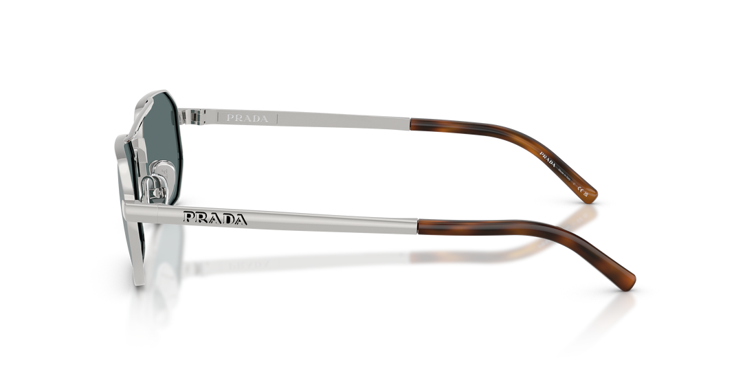 Óculos de sol prada pr d53s 1bc40x plateado irregular masculino tamanho 55mm - Vista de detalhe