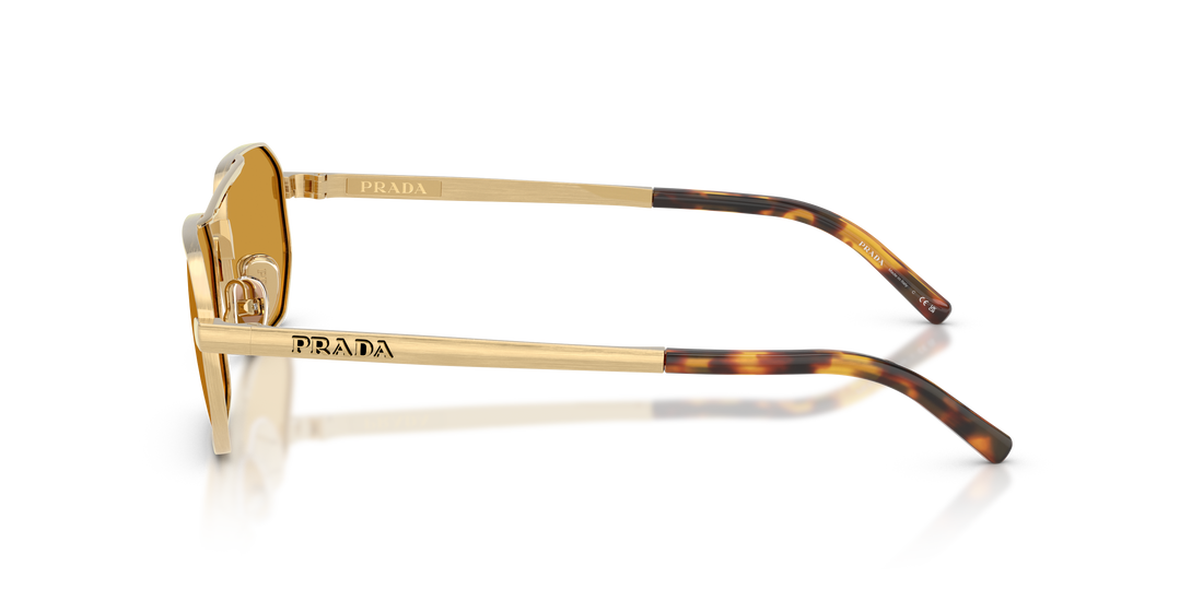 Óculos de sol prada pr d53s 24j50p dorado irregular masculino tamanho 55mm - Vista de detalhe