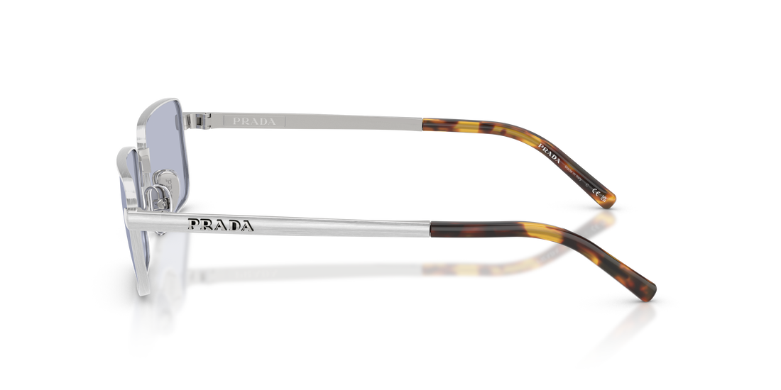 Óculos de sol prada pr d54s 04k30x plateado rectangular masculino tamanho 55mm - Vista de detalhe