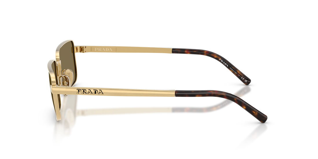 Óculos de sol prada pr d54s 24j90f dorado rectangular masculino tamanho 55mm - Vista de detalhe