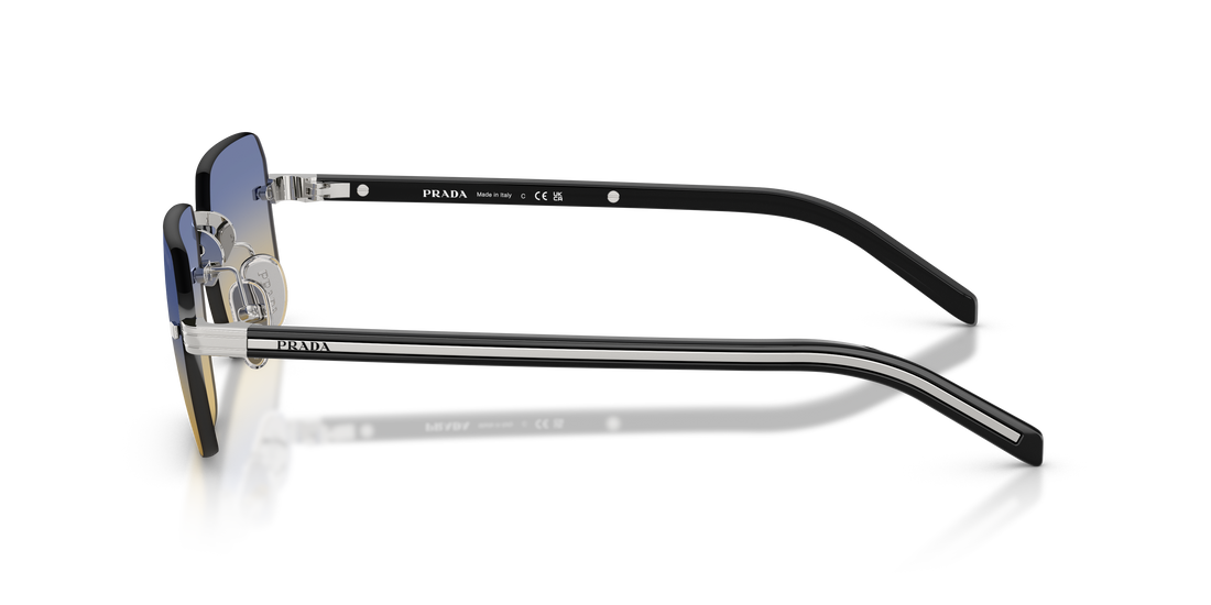 Óculos de sol prada pr d55s 1bc50e plateado rectangular masculino tamanho 55mm - Vista de detalhe