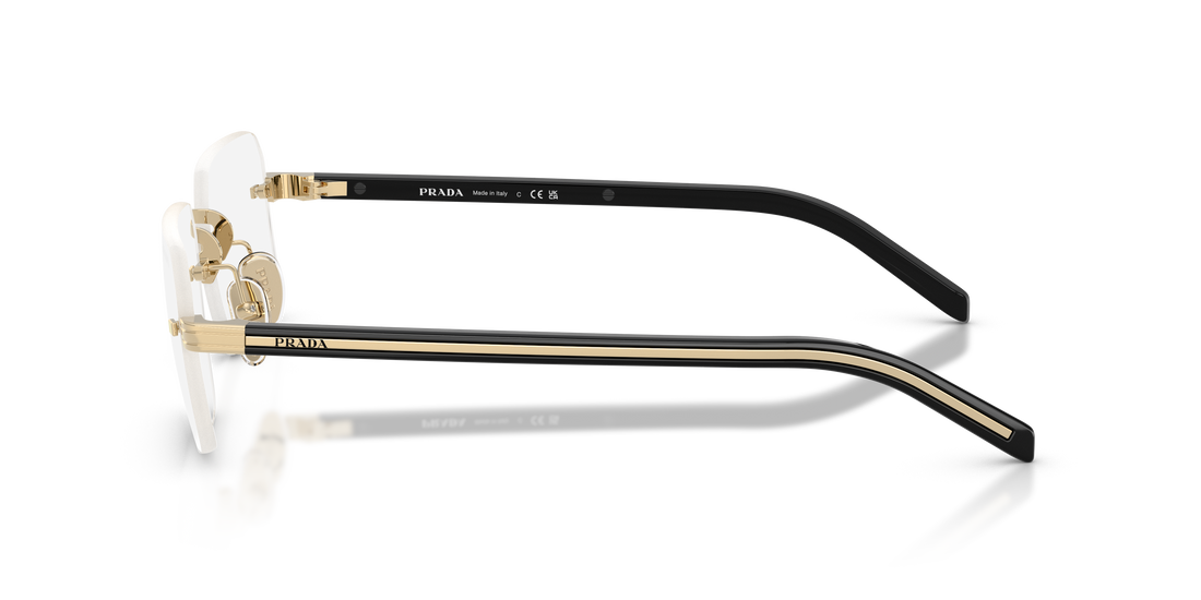 Óculos de sol prada pr d55s zvn10w dorado rectangular masculino tamanho 55mm - Vista de detalhe