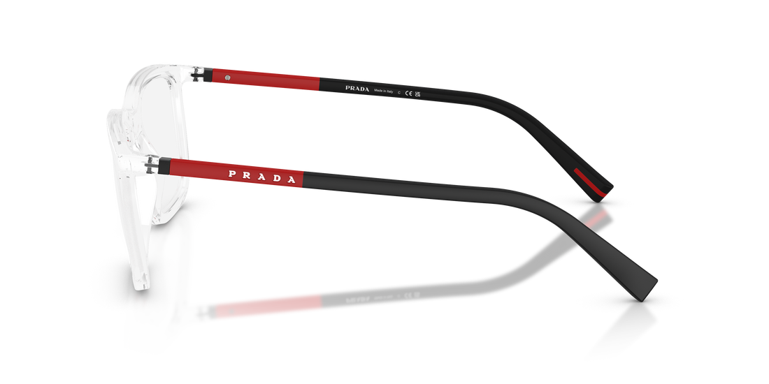 Óculos graduados prada linea rossa ps 01sv 2az1o1 transparente pillow masculino tamanho 54mm - Vista de detalhe