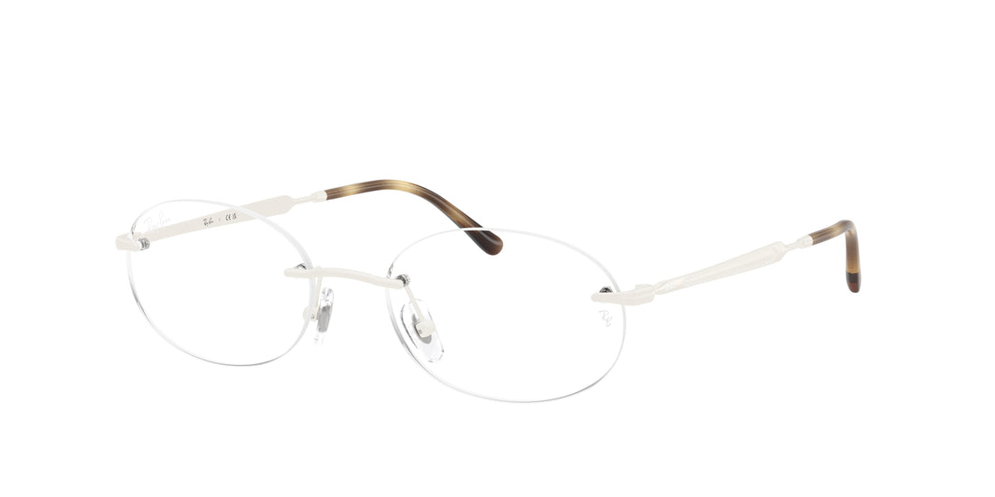 Óculos graduados ray-ban rx3767v 3205 blanco oval unisex tamanho 52mm - Vista principal