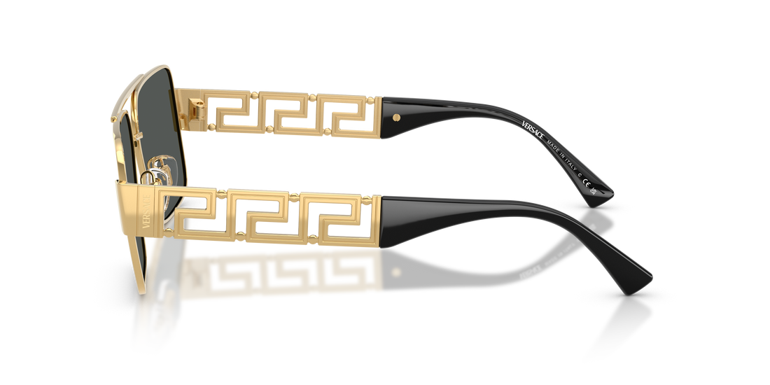 Occhiali da sole versace ve2290 100287 gold rectangular masculina taglia 61mm - Vista dettagliata