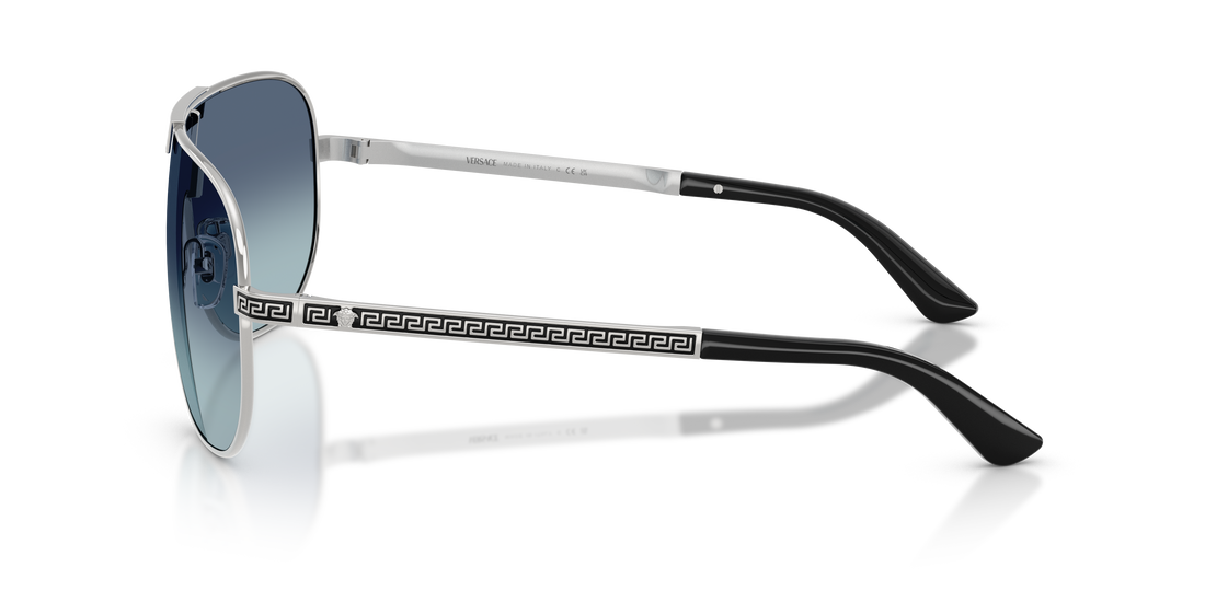 Óculos de sol versace ve2293 100019 plateado irregular masculino tamanho 40mm - Vista de detalhe