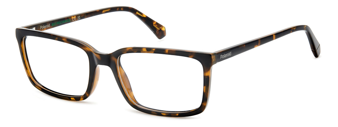 Prescription glasses polaroid pld d546 086 havana rectangular masculino size 57mm - Main view