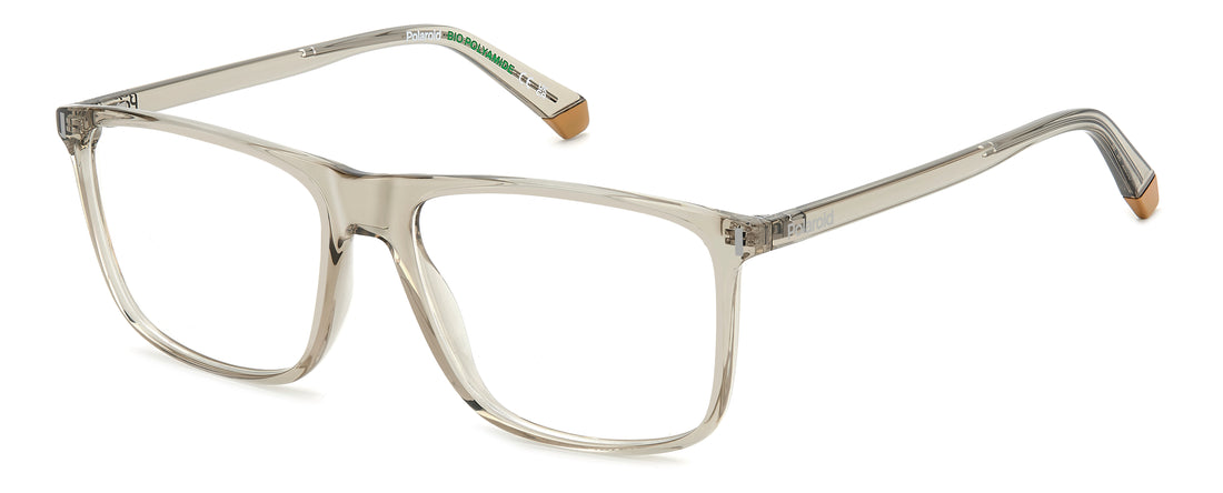 Prescription glasses polaroid pld d536 10a beige rectangular masculino size 58mm - Main view
