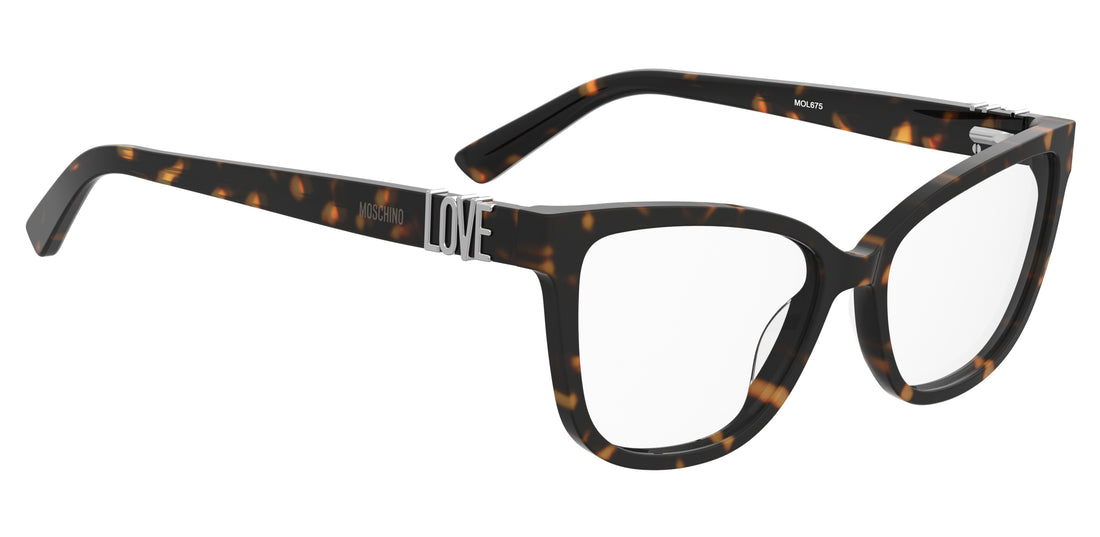 Óculos graduados moschino love mol675 086 havana cat eye femenino tamanho 55mm - Vista de detalhe