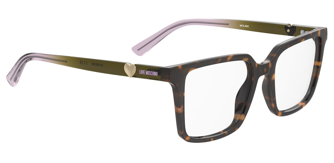 Occhiali da vista moschino love mol682 086 havana square femenino taglia 52mm - Vista dettagliata