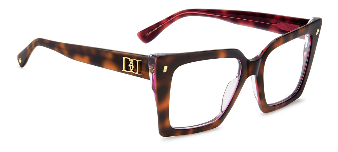 Occhiali da vista dsquared2 d2 0211 c4b havana cat eye femenino taglia 52mm - Vista dettagliata