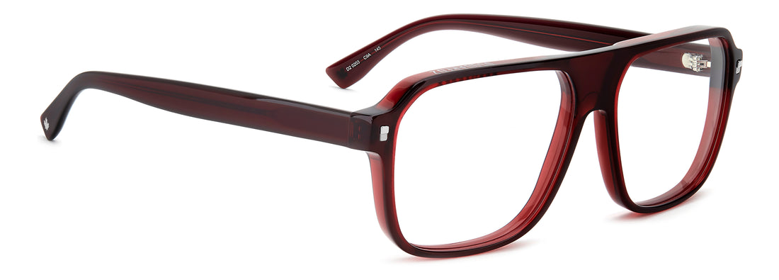 Occhiali da vista dsquared2 d2 0203 c9a rojo rectangular masculino taglia 57mm - Vista dettagliata
