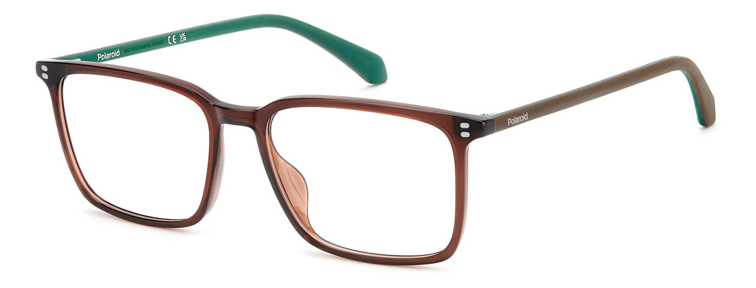 Occhiali da vista polaroid pld d615 09q marron rectangular masculino taglia 54mm - Vista principale