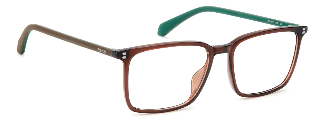 Occhiali da vista polaroid pld d615 09q marron rectangular masculino taglia 54mm - Vista dettagliata