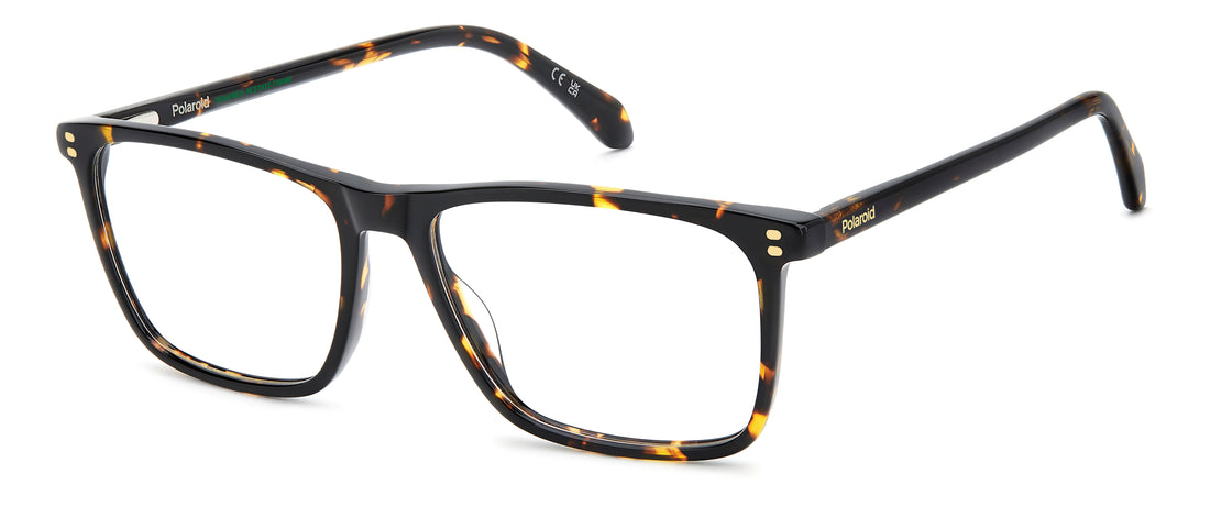 Prescription glasses polaroid pld d610 086 havana rectangular masculino size 56mm - Main view