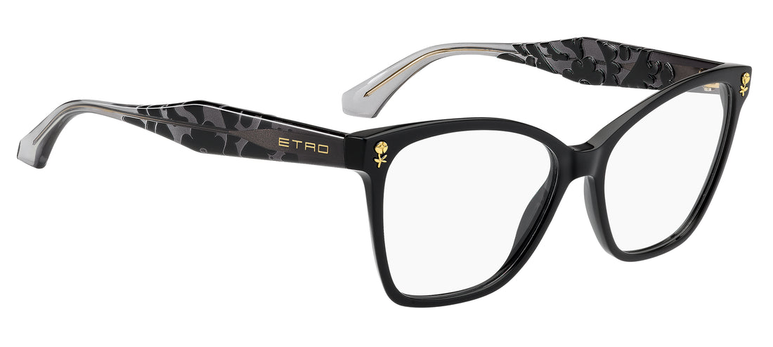 Óculos graduados etro 0129 807 negro cat eye femenino tamanho 55mm - Vista de detalhe