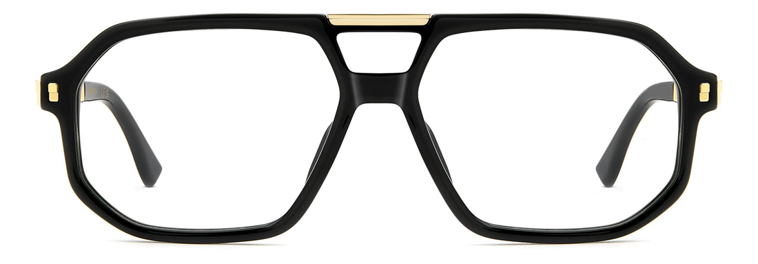 Occhiali da vista dsquared2 d2 0195 807 negro rectangular masculino taglia 57mm - Vista dettagliata