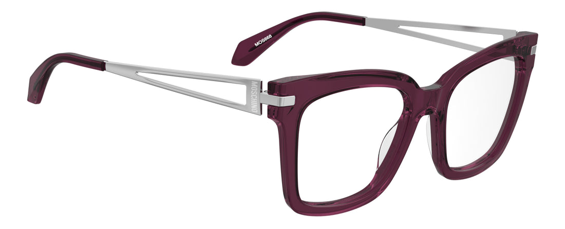 Occhiali da vista moschino mos668 b3v violeta rectangular femenino taglia 52mm - Vista dettagliata