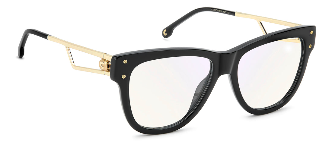 Briller carrera 3106 807 13 negro rectangular femenino størrelse 53mm - Detaljeret visning