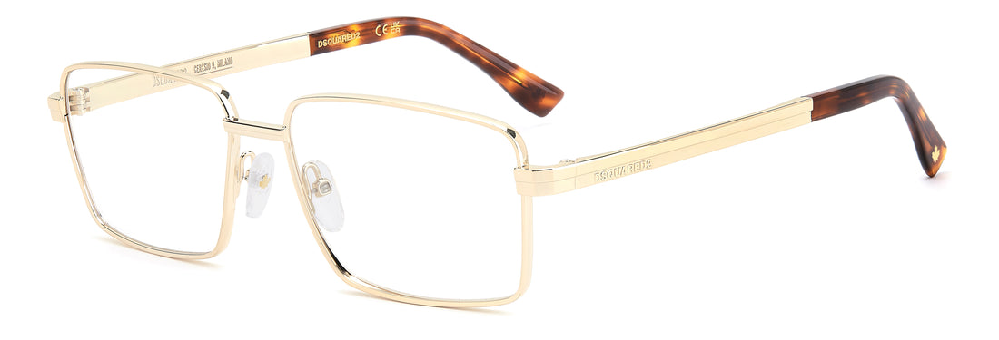 Gafas graduadas dsquared2 d2 0216 j5g dorado rectangular masculino talla 56mm - Vista principal