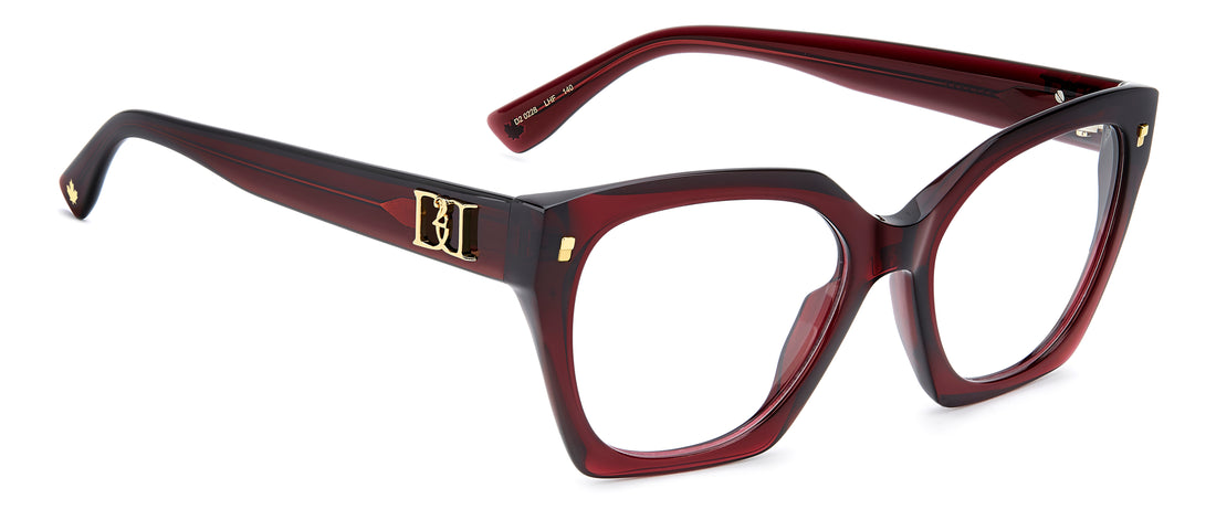 Gafas graduadas dsquared2 d2 0228 lhf burdeos square femenino talla 54mm - Vista de detalle