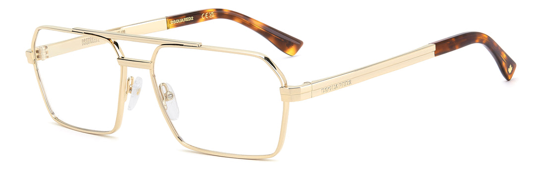 Gafas graduadas dsquared2 d2 0217 j5g dorado rectangular masculino talla 59mm - Vista principal