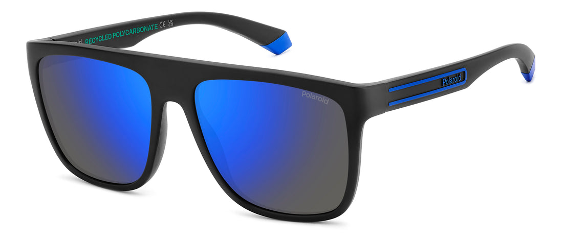Óculos de sol polaroid pld 2162/s 0vk 5x negro rectangular flat top masculino tamanho 56mm - Vista principal