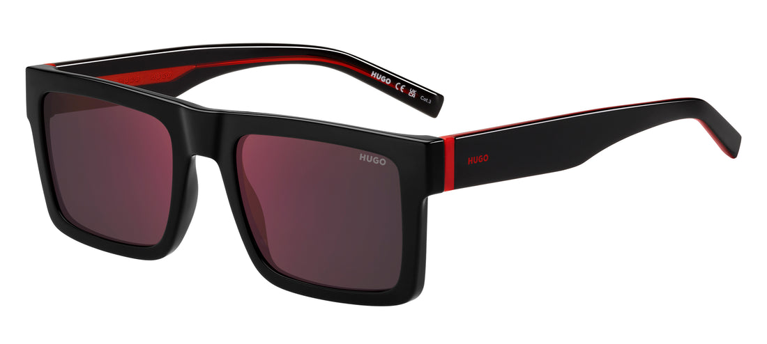 Sunglasses hugo hg 1314/s 807 ao negro rectangular flat top masculino size 55mm - Main view