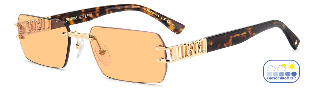 Sunglasses dsquared2 d2 0189/s 000 n8 dorado rectangular masculino size 57mm - Main view