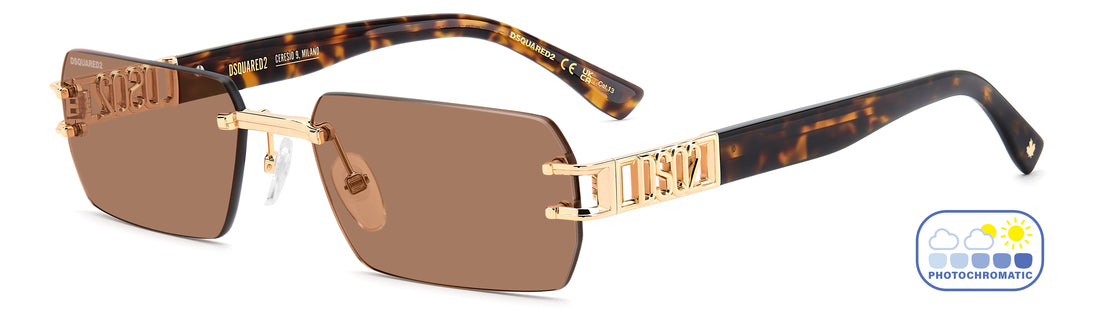 Occhiali da sole dsquared2 d2 0189/s 000 n8 dorado rectangular masculino taglia 57mm - Vista dettagliata