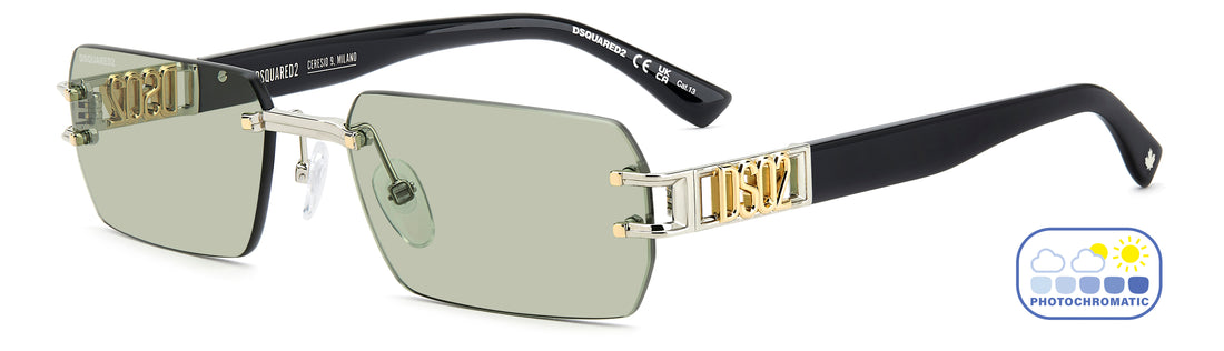 Occhiali da sole dsquared2 d2 0189/s i20 gp dorado rectangular masculino taglia 57mm - Vista principale