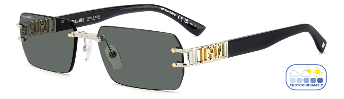 Occhiali da sole dsquared2 d2 0189/s i20 gp dorado rectangular masculino taglia 57mm - Vista dettagliata