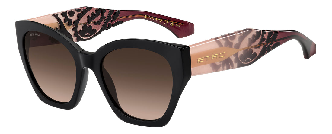 Solbriller etro 0148/s guu ha negro rectangular femenino størrelse 55mm - Hovedvisning