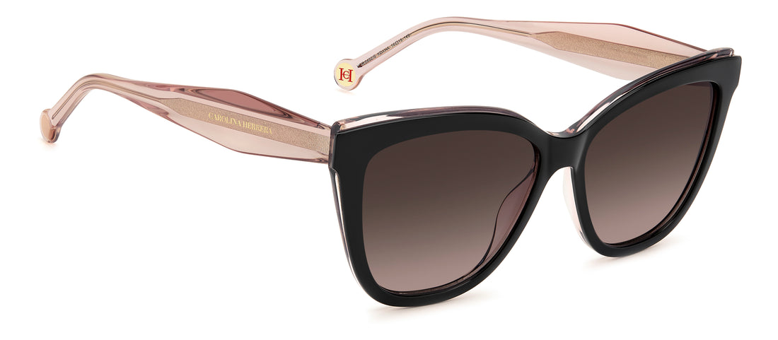 Solbriller carolina herrera her 0402/s kdx ha negro rectangular femenino størrelse 56mm - Detaljeret visning