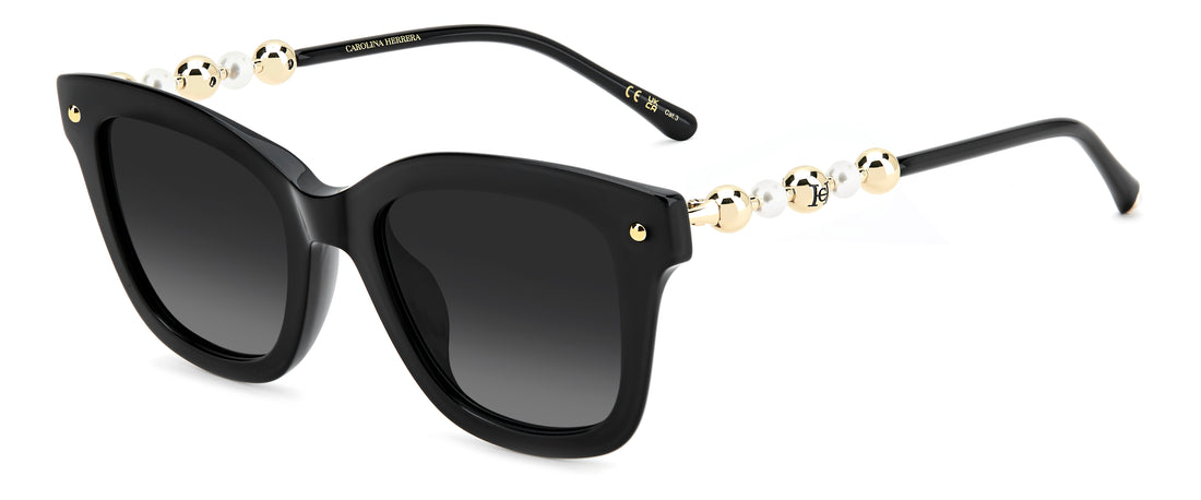 Solbriller carolina herrera her 0407/g/s 807 9o negro rectangular femenino størrelse 51mm - Hovedvisning