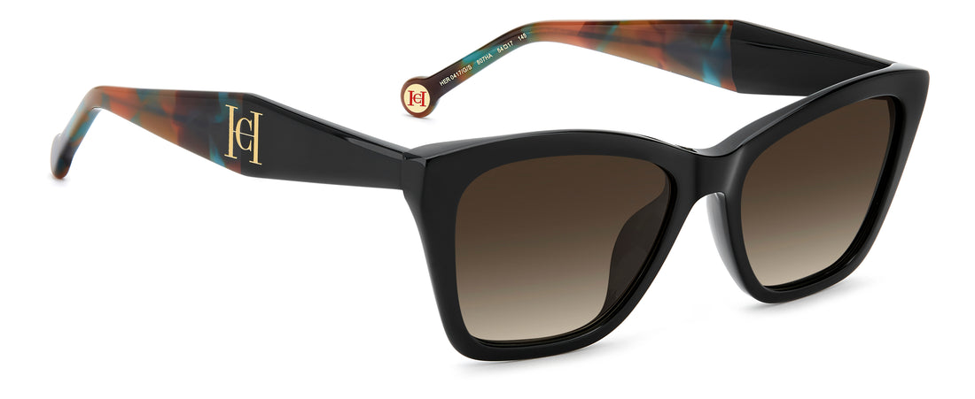 Solbriller carolina herrera her 0417/g/s 807 ha negro rectangular femenino størrelse 54mm - Detaljeret visning